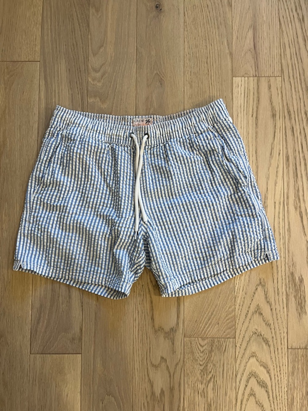 J. Crew Blue & White Seersucker Men’s Swim Trunks - M
